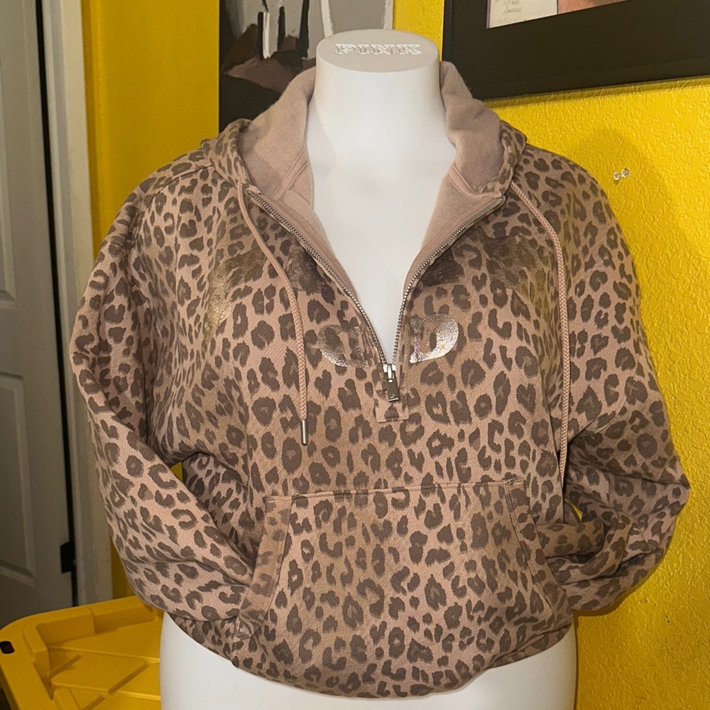 PINK Victoria's Secret Leopard Print Sweater - Brown and Tan